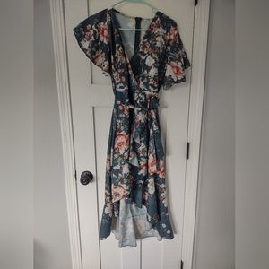 New Emerald Dark Green Floral Formal Summer Spring Fall Dress Size Large Zip